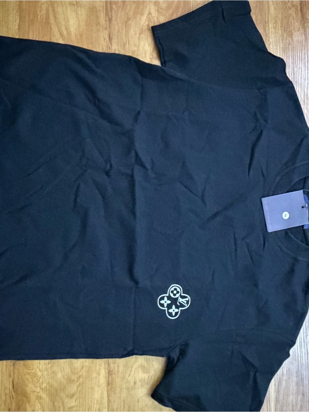 Louis Vuitton Black Tee with White LV Chain Emblem (OVERSIZED)